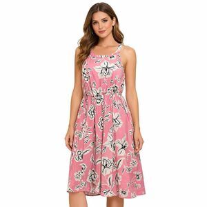 Torrid Dress Womens 00 Pink Floral Sleeveless Fit Flare Knee Length Sundress